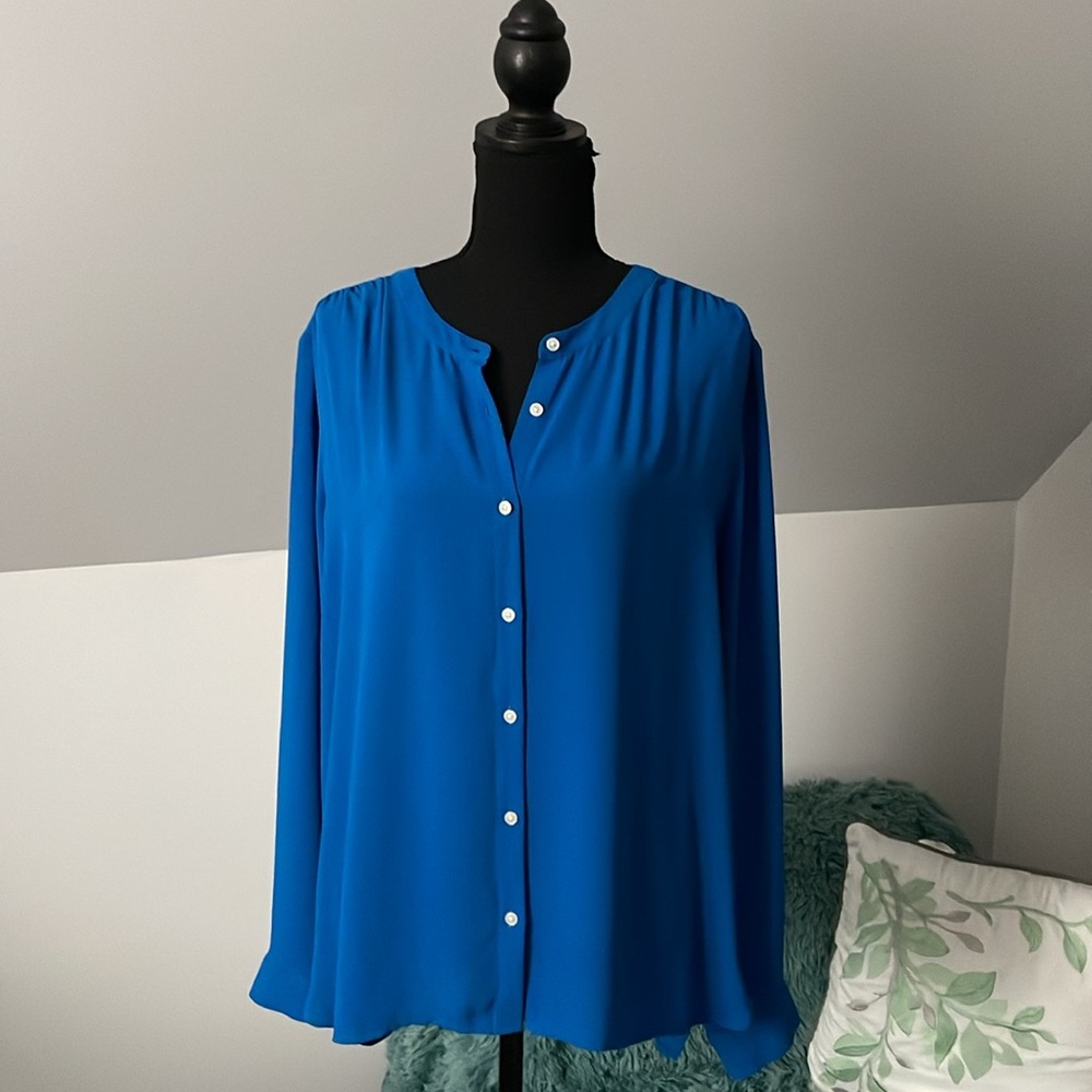 Loft Button Down Royal Blue Blouse